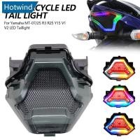ราคา HW รถจักรยานยนต์ LED ไฟท้ายด้านหลังเบรคโคมไฟแบบบูรณาการไฟเลี้ยวรีโมทคอนโทรล RGB สีสันสําหรับ Yamaha MT 07 25 R3 R25 Y15 V1 V2 ไฟท้าย LED L8T5 (54254169438)