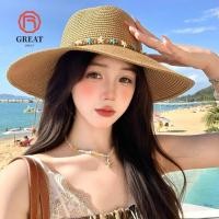 ราคา หมวกฟางปีกกว้าง แบบพับได้ สำหรับแฟชั่นหรูหราและป้องกันแดดในฤดูร้อน (56608874386)