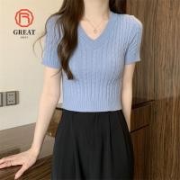 ราคา เสื้อยืดคอวีสไตล์เกาหลีสำหรับสาวๆ ในฤดูร้อน (54358941397)