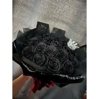 ราคา กุหลาบริบบิ้น 20 ดอก ใส่กลิตเตอร์ ห่อดำ แบบเข้ม เปลี่ยนสีดอกกุหลาบได้ (27829913155)