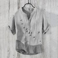 ราคา เสื้อ Henley แขนสั้นสำหรับชาย จากผ้าลินิน สไตล์วินเทจ เหมาะสำหรับใส่เล่นชายหาดหรือสวมใส่อย่างลำลอง (26993138138)