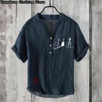ราคา เสื้อโปโลผู้ชาย ผ้าลินิน พิมพ์ลายยอดนิยม ใส่สบายในฤดูร้อน (40974936196)