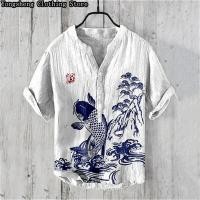 ราคา เสื้อโปโลแขนสั้นสำหรับผู้ชาย ลายพิมพ์บนเนื้อผ้าลินิน ใส่สบาย ไซส์ใหญ่ (40974936184)