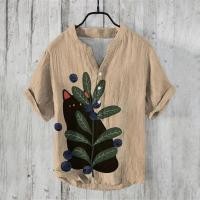 ราคา เสื้อยืดผ้าลินินแบบฮาวาย สไตล์เขตร้อน ลายพิมพ์เฉพาะสำหรับผู้ชาย (40024963945)
