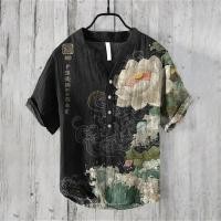 ราคา เสื้อเชิ้ตแขนสั้นผู้ชายผ้าลินินผสมด้านบน 2025 แฟชั่นสไตล์ใหม่พิมพ์ยอดนิยมทุกวันสบายถนนเสื้อผ้าผู้ชาย (27593147256)