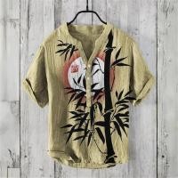 ราคา เสื้อเชิ้ตสั้นผ้าลินิน เสื้อโปโลสไตล์วินเทจและฮาวาย เหมาะสำหรับผู้ชายในวันหยุด (40524929406)