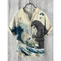 ราคา เสื้อเชิ้ตพิมพ์ลายผ้าลินิน สไตล์ฮาวาย ใส่สบายสำหรับทั้งผู้ชายและผู้หญิง (29743137552)