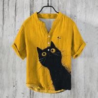 ราคา เสื้อเชิ้ตผู้ชายแขนสั้นลายพิมพ์ปลาสีแดงแบบ casual สไตล์ฮาวายสำหรับหน้าร้อน (24247524494)