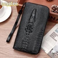 ราคา TAGGLEE กระเป๋าใส่เหรียญลายจระเข้ Multi function Long Wallet Card Holder with Wrist Strap Money Bag Male (47507030072)