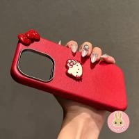 ราคา หนัง PU Hello Kitty เคสโทรศัพท์สําหรับ Samsung Galaxy A26 S25 S24 S23 Plus Ultra FE S25 S24 S23 5G 4G 3D โบว์สีแดง Hello Kitty ฝาครอบกันกระแทกปลอกนุ่ม (28434725649)