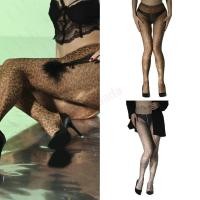 ราคา ถุงน่อง Sheer ลายเสือดาว สำหรับผู้หญิง material silk ออกแบบเอววินเทจซีทรู (53455890638)