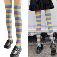 ราคา ถุงน่องแฟชั่นลายสายรุ้งเหนือเข่า สำหรับผู้หญิง (53455890655)