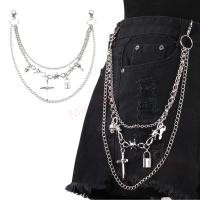 ราคา กางเกงโซ่สไตล์ Harajuku Punk สำหรับหญิง พร้อมกระเป๋าและหมวก (51307795544)