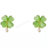 ราคา MDD Elegant Four Leaf Clovers Cats Eye Stone ต่างหูอินเทรนด์หู Studs สําหรับผู้หญิงสาว (49557282794)