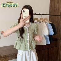 ราคา Cilset พร้อมในสต็อก ผู้หญิงเ เสื้อไหมแขนสั้น ไหมพรมทรงเกาหลีคอเสื้อแต่งลายลูกไม้น่ารักมาก 60109 (27864140464)