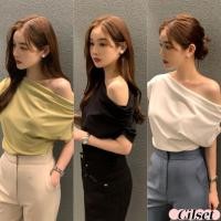 ราคา Cilset พร้อมส่ง เสื้อเปิดไหล่แขนสั้น เรียบหรูสไตล์มินิมอล สไตล์เกาหลี เปิดไหล่เสื้อแฟชั่นไหล่เลดี้ป่าเสื้อยืดจีบ FYP13 (26986757762)