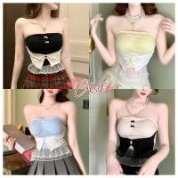 ราคา Cilset พร้อมส่ง เสื้อเกาะอก แต่งโบว์ ชายลูกไม้ ดีเทลสีตัด มีซับใน FY2920 (49956441966)