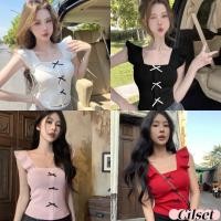 ราคา Cilset พร้อมส่ง เสื้อกล้ามไหมพรม เสื้อคอเหลี่ยม แต่งแขนระบาย ดีเทลติดโบว์ เข้ารูป แฟชั่น ใส่สบาย AC05 (44451402941)