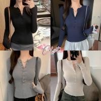 ราคา Cilset พร้อมส่ง เสื้อยืดแขนยาว ใส่สบายมากๆทรงรัดรูปแขนยาว สีพื้นสไตล์มินิมอล FY6965 (54452569067)