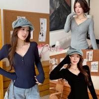 ราคา Cilset พร้อมส่ง เสื้อยืดแขนยาว น่ารัก คอวี ทรงรัดรูป ผ้านุ่มนิ่มใส่สบายมาก FY5176 (55551536971)