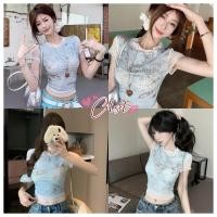ราคา Cilset พร้อมส่ง เสื้อยืดแขนสั้น ผ้าซีทรู2ชั้น สไตล์อเมริกัน ทรงกระชับ ใส่สบาย FY514 (55306043599)
