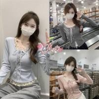 ราคา Cilset พร้อมส่ง เสื้อคอกลมแขนยาว ผ้าร่องเล็กลูกไม้ขาว ยืดพอดีตัว ใส่สบาย ไซส์มาตรฐาน FY7106 (53703781037)