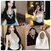 ราคา Cilset พร้อมส่ง เสื้อคล้องคอ เสริมฟองน้ำ แต่งเพชร สีขาวดำ เรียบหรู ใส่สบาย FY2932 1 (53205811018)