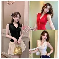 ราคา Cilset พร้อมส่ง เสื้อครอปแขนกุดคอปก มีซับใน สีสดใส ยืดพอดี ใส่สบาย เกิร์ลลี่สไตล์ FY5553 (52953457094)