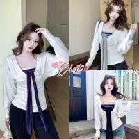 ราคา Cilset พร้อมส่ง เสื้อแขนยาว เกาะอกลายทางเสริมฟองน้ำ ยืดใส่สบาย FY5598 FY5510 (50902067807)