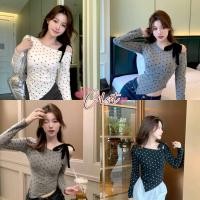 ราคา Cilset พร้อมส่ง เสื้อยืดแขนยาว น่ารักๆ ดีเทลแต่งเพิ่มเปิดไหล่ ลายจุด เสริมฟองน้ำใส่สบาย FY5582 (47851230015)