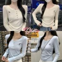 ราคา Cilset พร้อมส่ง เสื้อยืดแขนยาว คอกลม สีพาสเทล ยืดพอดีตัว FY7824 (42425452908)