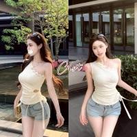 ราคา Cilset พร้อมส่ง เสื้อกล้ามแต่งลูกไม้ ดีเทลสายข้างเดียวเก๋ไม่ไหวน่ารักๆ FY2960 (41321508826)