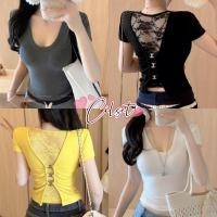 ราคา Cilset พร้อมส่ง เสื้อยืดครอปแขนสั้น คอกลม น่ารักมากๆ ดีเทลเว้าหลังลายลูกไม้ มีฟองน้ำใส่ง่าย เข้ารูป FY5130 (40465181142)