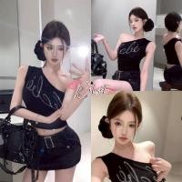 ราคา Cilset พร้อมส่ง เสื้อกล้ามทรงรูป แต่งลายเพชร มินิมอลสไตล์ ทรงครอปสั้น สีพื้น FY576 (29892515322)