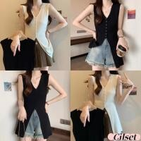 ราคา Cilset พร้อมส่ง ผู้หญิงเ เสื้อกล้ามไหมพรม คอวี น่ารักคิคุ ผ้าร่องเล็กใส่ง่าย สไตล์เกาหลี สไตล์เรียบง่าย 41091 (29262640248)