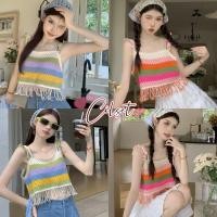 ราคา Cilset พร้อมส่ง เสื้อสายเดี่ยวถักไหมพรม สีสันสดใส ครอปสั้น ลายทาง สไตล์ซัมเมอร์ หลวม CX01007 (28990733234)