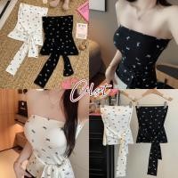 ราคา Cilset พร้อมส่ง เสื้อเกาะอก ดีเทลลายโบว แฟชั่น สีขาวดำ น่ารักมาก มีฟองน้ำในตัว ผูกเอวน่ารัก สไตล์เกาหลี FY5588 (27440562948)