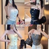 ราคา Cilset พร้อมส่ง เสื้อเกาะอก เสริมฟองน้ำ เรียบหรูดูแพง ใส่สบาย แฟชั่น สีพาสเทลยืดพอดี FY5542 (26989364724)
