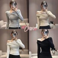 ราคา Cilset พร้อมส่ง เสื้อไหมพรมแขนยาว น่ารัก เปิดไหล่ สีพื้นยืดใส่สบาย FY7834 (26393574729)