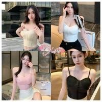 ราคา Cilset พร้อมส่ง เสื้อครอปสายเดี่ย วมีซับใน ลายลูกไม้ สีพื้น ใส่ได้ทุกวัน ไซส์พอดีตัว FY2103 (47104354394)