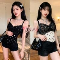 ราคา Cilset พร้อมส่ง เสื้อสายเดี่ยวลายจุด ลูกไม้ มีซับใน ใส่สบาย เกิร์ลลี่น่ารัก FY5519 (46203463728)