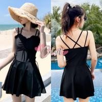 ราคา Cilset พร้อมส่ง ชุดว่ายน้ำ กระโปรงสั้น สีดำน่ารักมาก เรียบหรูสไตล์มินิมอลยืดตามตัว สไตล์ซัมเมอร์ HY221101 (43015517832)