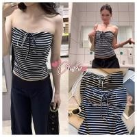 ราคา Cilset พร้อมส่ง เสื้อเกาะอกลายทาง ผูกโบว์ ทรงลูกคุณหนู ใส่ง่าย FY2905 1 (45156186866)