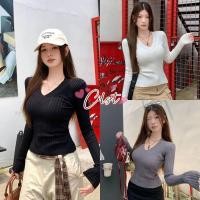 ราคา Cilset พร้อมส่ง เสื้อไหมพรมแขนยาว คอวี ดีเทลลายผ้าร่อง ใส่สบายมาก ยืดตามตัวสีพื้น CY6307 (43524251151)