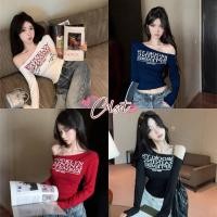 ราคา Cilset พร้อมส่ง เสื้อเปิดไหล่แขนยาว เสริมฟองน้ำในตัว ดีเทลสกีนตัวอักษรน่ารัก FY5175 (40976491144)