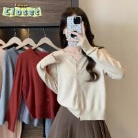 ราคา Cilset พร้อมในสต็อก ผู้หญิงเเสื้อคลุมไหมพรมแขนยาว คอกลม กระดุมด้านหน้า สีพื้น ยืดตามตัว MH3012 (27463311498)