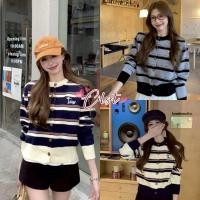 ราคา Cilset พร้อมส่ง เสื้อไหมพรมแขนยาว คอกลม คาวาอี้ ผ้ากันหนาว ดีเทลลายทางสไตล์เกาหลี Z F111 (42920673714)