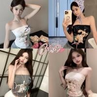 ราคา Cilset พร้อมส่ง สไตล์ใหม่ เสื้อเกาะ มีฟองน้ำในตัว ดีเทลลายน้องน่ารักๆหมา สีพื้นใส่สบาย น่ารัก FY5546 (41811979520)