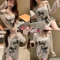 ราคา Cilset พร้อมส่ง เสื้อแขนยาว คอกลม สีกากี เกาหลีสไตล์ หลวม สกรีนตัวอักษรสีพื้นยืดพอดี ใส่ง่าย สไตล์ลำลอง FY2089 (43865798837)