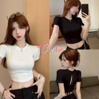 ราคา Cilset พร้อมส่ง เสื้อยืดครอป แขนสั้น สีพื้นใส่สบายดีเทลเว้าหลังสายรูด มีฟองน้ำโคเรีย FY5050 (44017240503)
